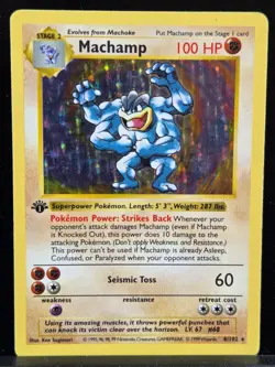 Pokemon TCG Machamp Base Set First Edition Shadowless 8/102 - Image 1