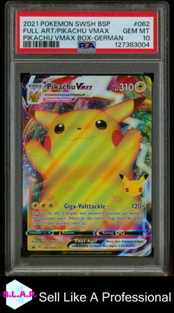 FULL ART/PIKACHU VMAX POKEMON SWSH BSP VMAX BOX DE 2021 #062 PSA 10 - Image 1