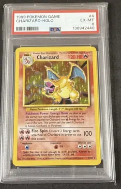Pokemon Base Set Charizard Holo Rare Card 4/102 PSA 6 - Image 1
