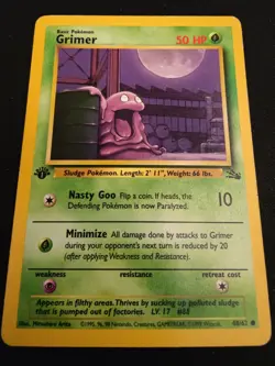 TCG Pokemon 1999 Fossil 1st Edition Grimer 48/62 Common - Image 1