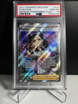 Pokemon! PSA 10 Marnie SWSH121 - Black Star Promo - Premium Collection Gem Mint - Image 1