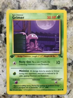 Grimer 48/62 1st Edition - 1999 Pokemon Fossil Set WOTC NM - Image 1