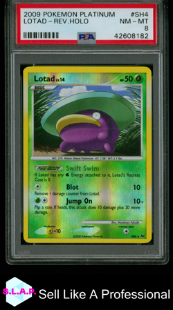 LOTAD POKEMON SH5 2009 PLATINUM SHINY REVERSE ENGLISH PSA 8 - Image 1