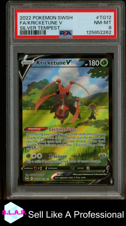 FA/KRICKETUNE V SILVER TEMPEST POKEMON SWSH SILVER TEMPEST 2022 TG12 PSA 8 - Image 1
