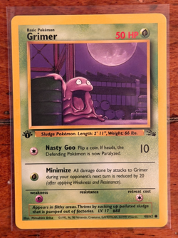 1999 Pokemon Grimer 1st Edition 48/62 Fossil - NM - Image 1