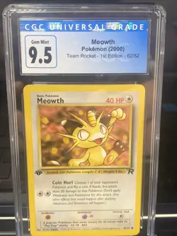 Pokemon 2000 Team Rocket 1st Edition Meowth CGC 9.5 62/82 - Image 1