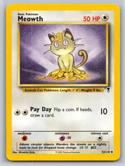 Meowth 053/110 Uncommon Pokemon Legendary Collection Near Mint or Better - Image 1