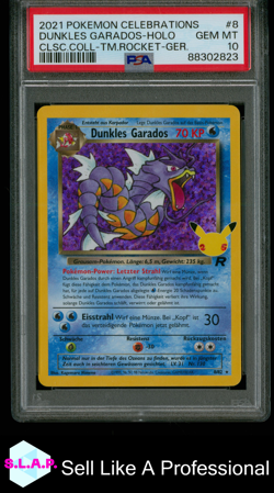 DUNKLES GARADOS - HOLO POKEMON 8 2021 CELEBRATIONS - GERMAN PSA 10 - Image 1