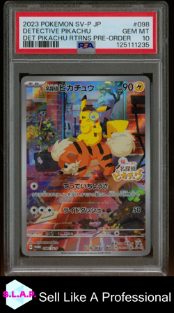 DETECTIVE PIKACHU POKEMON 2023 SVP JAPANESE DET PIKACHU RETURNS PRE-ORDER PSA 10 - Image 1