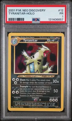 PSA 1 2001 POKEMON NEO DISCOVERY #12/75 TYRANITAR HOLO US Seller - Image 1