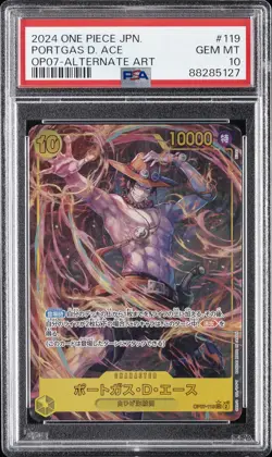 2024 ONE PIECE JPN OP07-500 YEARS IN THE FUTURE #119 PORTGAS D. ACE PSA 10 - Image 1