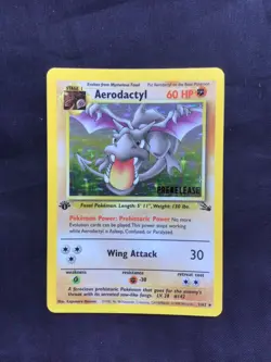 Pokemon Cards: 1st Edition Fossil Rare Holo Prerelease: Aerodactyl 1/62 - Image 1