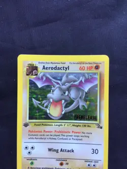Pokemon Cards: 1st Edition Fossil Rare Holo Prerelease: Aerodactyl 1/62 - Image 2