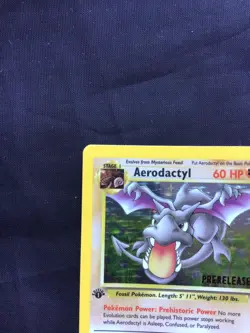 Pokemon Cards: 1st Edition Fossil Rare Holo Prerelease: Aerodactyl 1/62 - Image 3