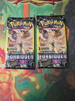 Pokemon Sun & Moon Forbidden Light 3 Card Booster Pack x2 Sealed See Pics - Image 1
