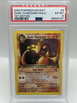 Dark Charizard 4/82 Team Rocket 1st Ed Holo Rare Vintage Pokemon TCG Card PSA 6 - Image 1
