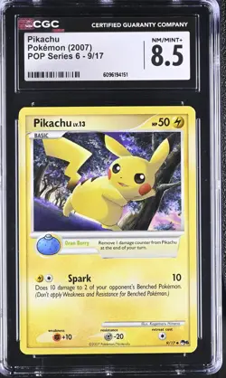 CGC 8.5 Pikachu 2007 POP Series 6 9/17 Pokemon Card - Image 1