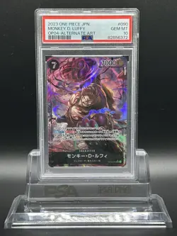 One Piece Card Game Japanese Kingdom of Intrigue MONKEY D LUFFY OP04-090 PSA 10 - Image 1