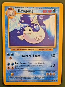 NM/LP Dewgong 25/102 Base Set Uncommon Unlimited Card Pokemon TCG Near Mint - Image 1