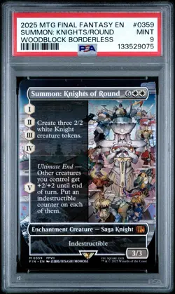 MTG Summon: Knights Of Round #359 Woodblock Borderless Nonfoil - PSA 9 - Image 1