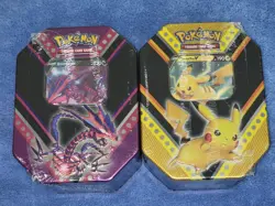 (2) POKEMON TCG V Powers Tin!!! Pikachu & Eternatus!! 4 Booster Packs Per Tin!! - Image 1