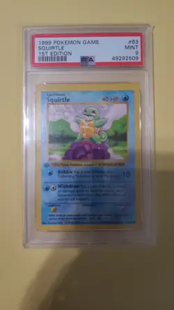 1st Ed Shadowless Squirtle PSA 9 Pokemon Base Set 1999 - Image 1