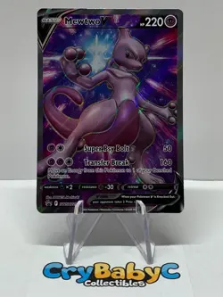 Pokemon Mewtwo V SWSH229 Sword & Shield BLACK STAR PROMO ERROR NO TEXTURE - Image 1