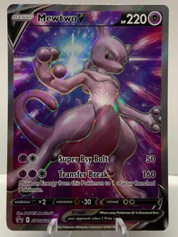 Pokemon Mewtwo V SWSH229 Sword & Shield BLACK STAR PROMO ERROR NO TEXTURE - Image 2