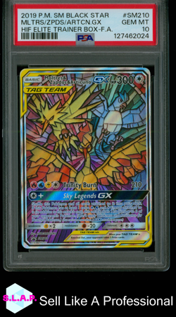 MOLTRES&ZAPDOS&ARTICUNO POKEMON SM210 2019 HIDDEN FATES FULLART ENGLISCH PSA 10 - Image 1
