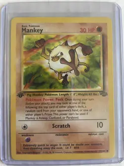 Pokemon TCG 1st Edition Jungle Set Mankey 55/64 NM - Image 1
