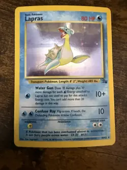 Pokemon TCG Vintage Lapras 10/62 Fossil Unlimited Holo Rare LP/MP - Image 1