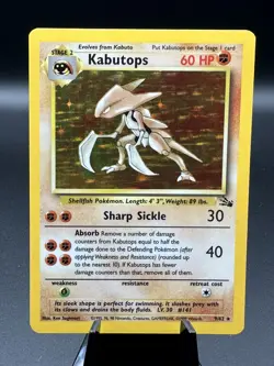 KABUTOPS Holo Rare Unlimited, Fossil, Base Set, 9/62 Pokemon TCG, 1999 - Image 1
