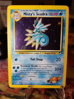 Pokemon TCG Misty's Seadra Holo Rare Gym Heroes Prerelease 9/132 LP Vintage 2000 - Image 1