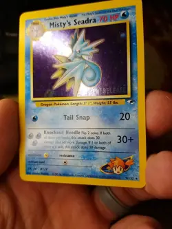 Pokemon TCG Misty's Seadra Holo Rare Gym Heroes Prerelease 9/132 LP Vintage 2000 - Image 2