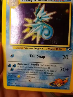 Pokemon TCG Misty's Seadra Holo Rare Gym Heroes Prerelease 9/132 LP Vintage 2000 - Image 3