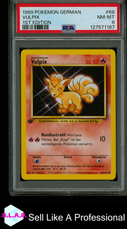 VULPIX 1ST EDITION POKEMON GERMAN 1999 68 PSA 8 - Image 1