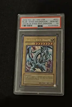 YUGIOH 2003 Blue Eyes White Dragon LOB-001 LOB PSA 10 ENGLISH GEM MT BECKETT - Image 1