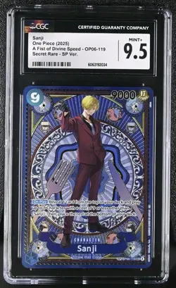 ONE PIECE OP11 A FIST OF DIVINE SPEED SANJI OP06-119 Secret Rare Sp Ver CGC 9.5 - Image 1