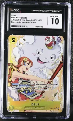 One Piece OP11-106 Zeus (Alt Art) CGC 10 GEM MINT Nami A Fist Of Divine Speed - Image 1