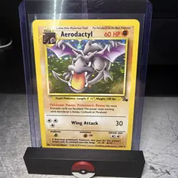 Pokemon TCG Aerodactyl Fossil Holo Card 1/62 Unlimited Rare, LP/NM Condition - Image 1