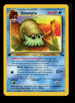 #3 1st Edition Omanyte 52/62 Fossil 1999 WOTC Pokemon Card TCG - Image 1
