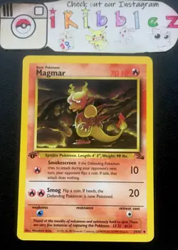 Magmar 39/62 LP 1st Edition Vintage Fossil Pokemon Card. Free Tracked Shipping! - Image 1