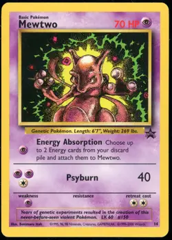 Mewtwo Black Star Promo 14 WoTC Pokemom Card - MP - Image 1