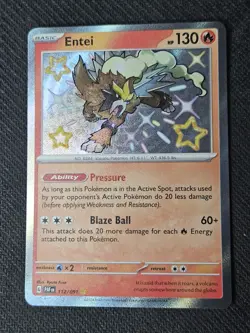 Entei 112/091 Paldean Fates Shiny Rare Pokemon Card TCG - Image 1