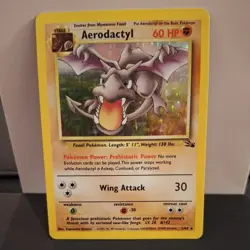 Pokemon TCG Aerodactyl 1/62 Fossil Set Vintage Holo Rare Card WOTC 1999 MP - Image 1