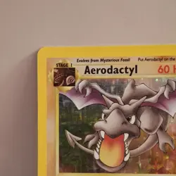 Pokemon TCG Aerodactyl 1/62 Fossil Set Vintage Holo Rare Card WOTC 1999 MP - Image 2