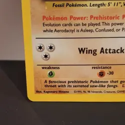 Pokemon TCG Aerodactyl 1/62 Fossil Set Vintage Holo Rare Card WOTC 1999 MP - Image 5