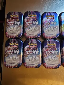 Pokemon Paldean Fates Mini Tin Collection w/ Stickers - No Cards - Lot Of 12 - Image 2