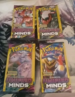 Pokemon Sun & Moon Unified Minds 3 Card Mini Booster Pack - 4 Packs - Art Set - Image 1