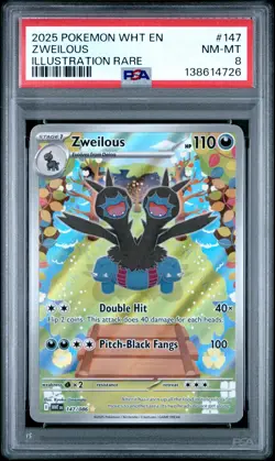 2025 POKEMON WHT EN-WHITE FLARE ILLUSTRATION RARE #147 ZWEILOUS PSA 8 - Image 1